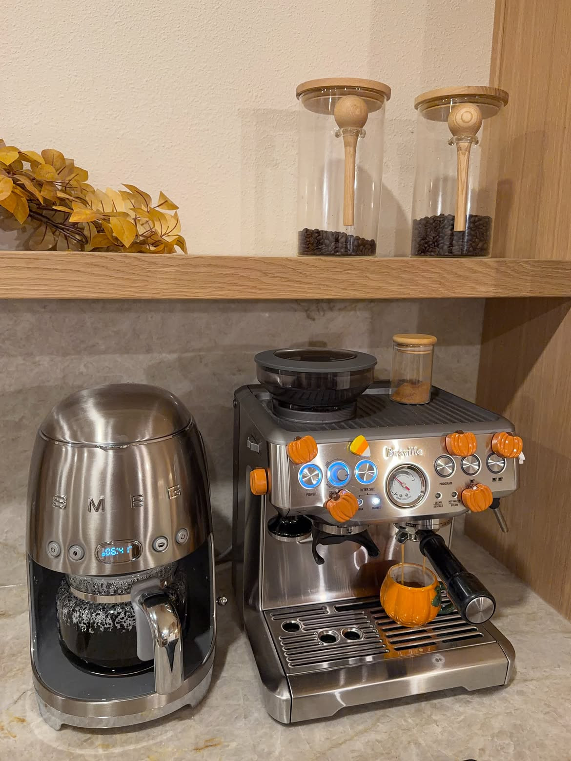 My Breville, Smeg, and the cutest fall themed magnets! Loving this coffee corner! 😍🤎🎃🍁

#LTKHome #LTKfoodie #LTKdayinmylife