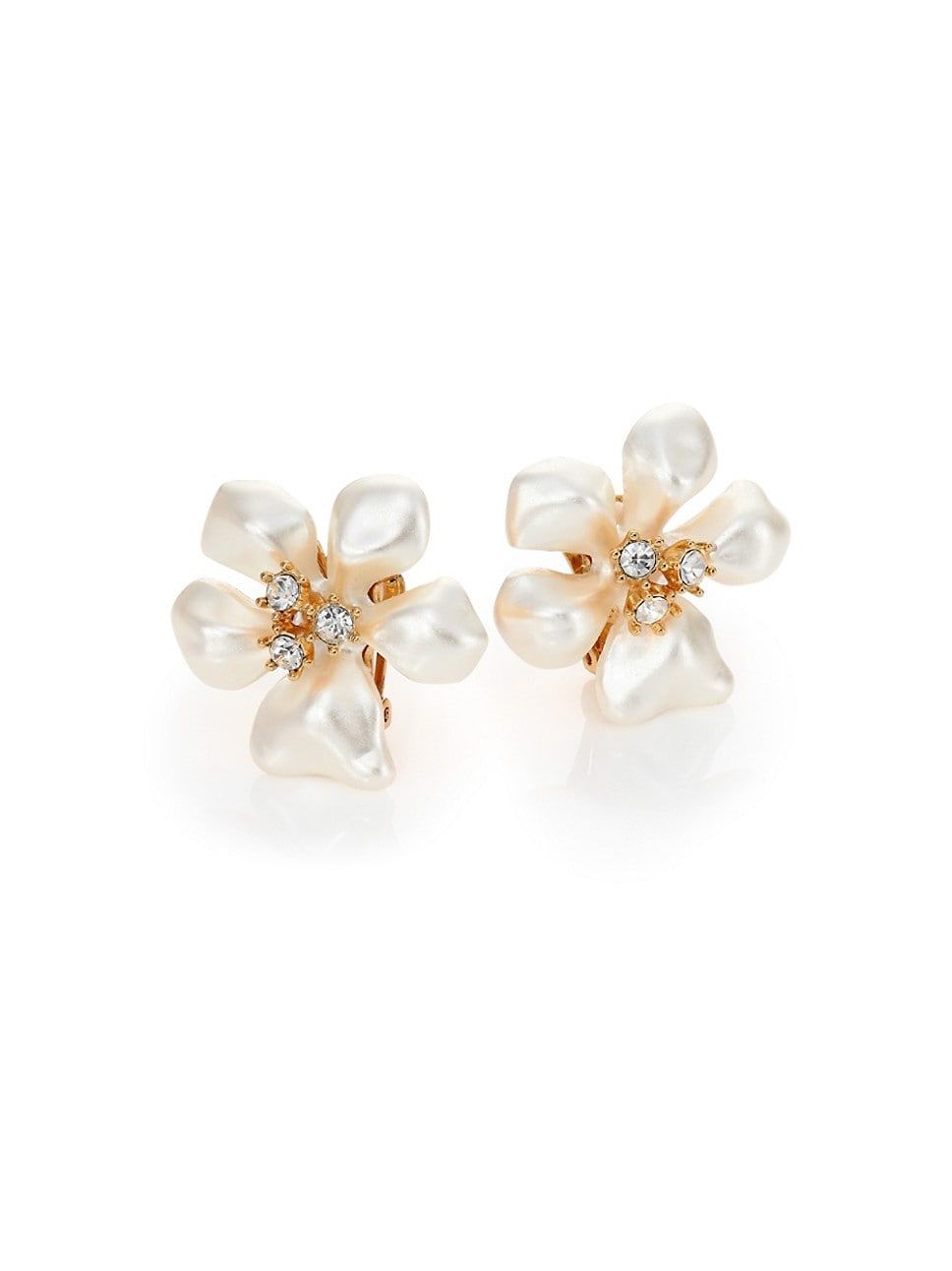 Faux Pearl & Crystal Flower Clip-On Earrings | Saks Fifth Avenue