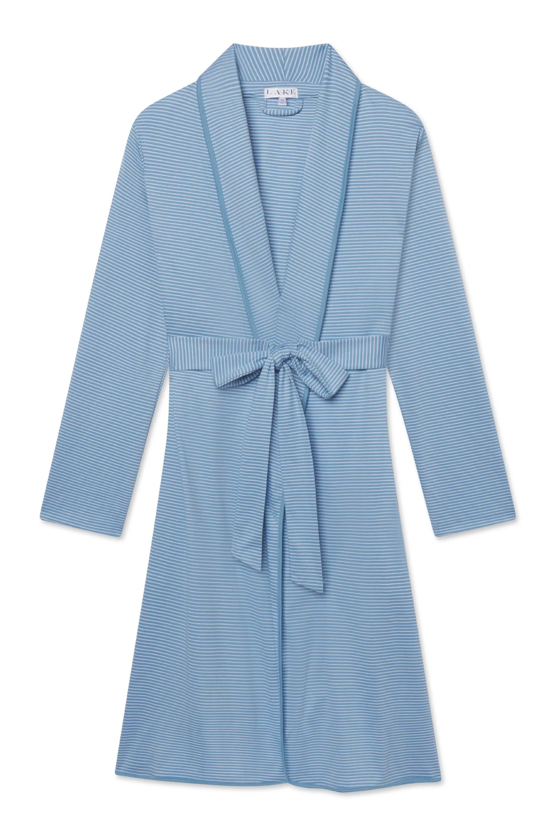 Pima Robe in Serene Blue Stripe | Lake Pajamas