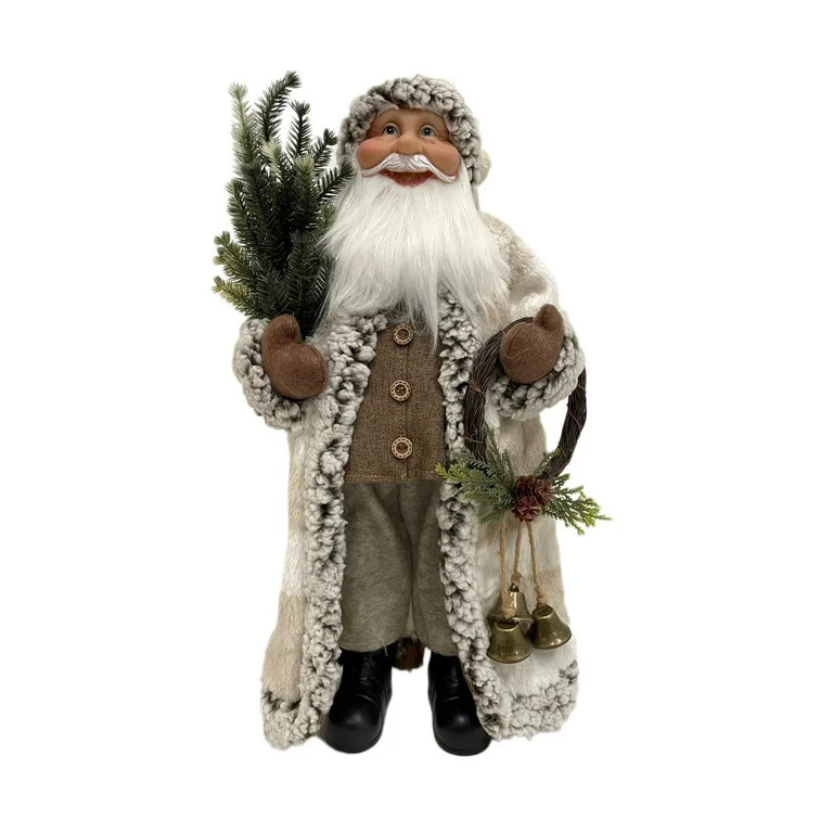 Santa in Winter Coat with Bells and Christmas Tree, Indoor Decor. 18 in, by Holiday Time - Walmar... | Walmart (US)