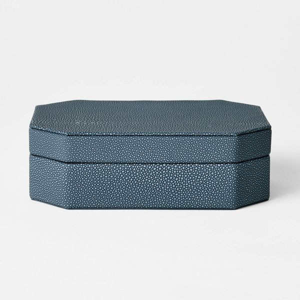 Small Faux Shagreen Box Blue - Threshold™ designed with Studio McGee | Target