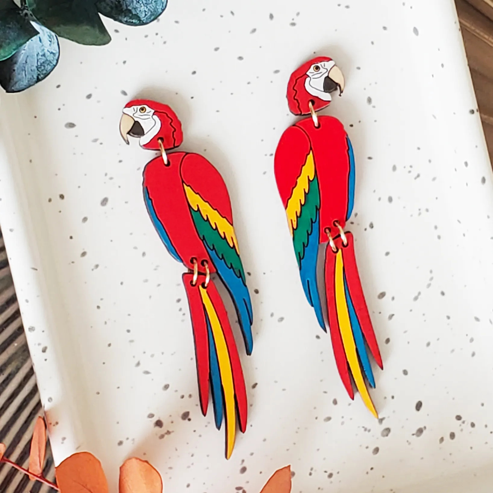 Red Macaw Parrot Earrings | Le Chic Miami