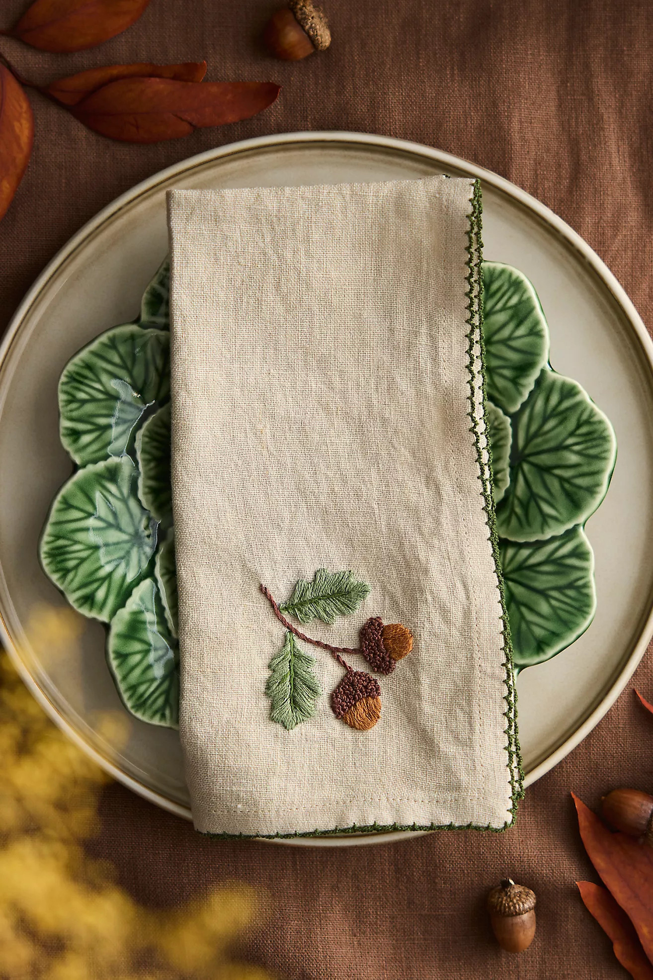 Autumn Icon Embroidered Napkins, Set of 2 | Anthropologie (US)