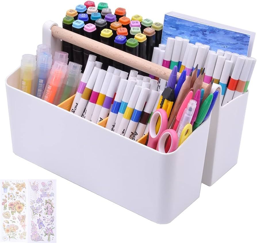 Art Supply Storage Organizer,Art Caddy Organizer,Marker Organizer,Pencil Caddy with Handle, Remov... | Amazon (US)