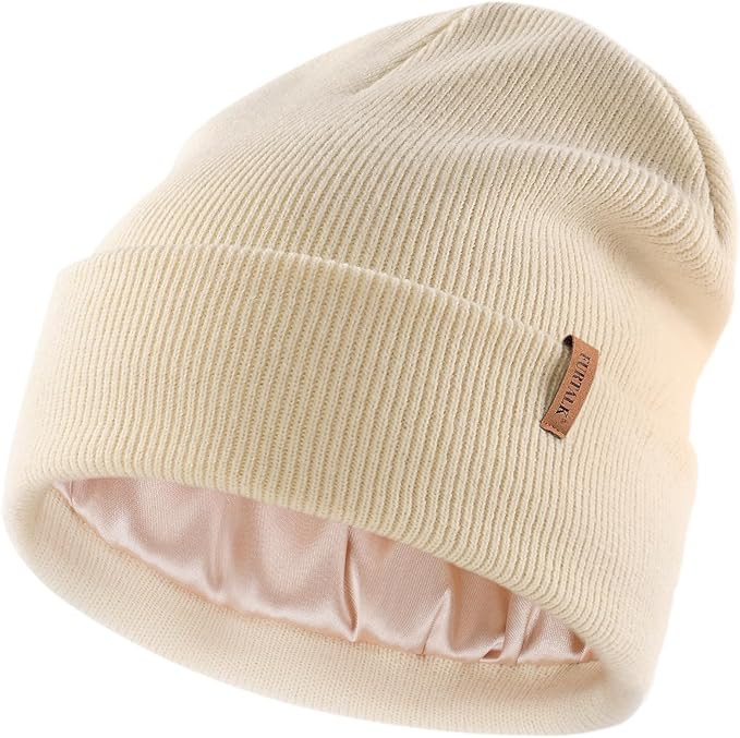 FURTALK Satin Lined Beanie for Women Men Knit Beanie Hat Acrylic Winter Hats Warm Slouchy Skull C... | Amazon (US)