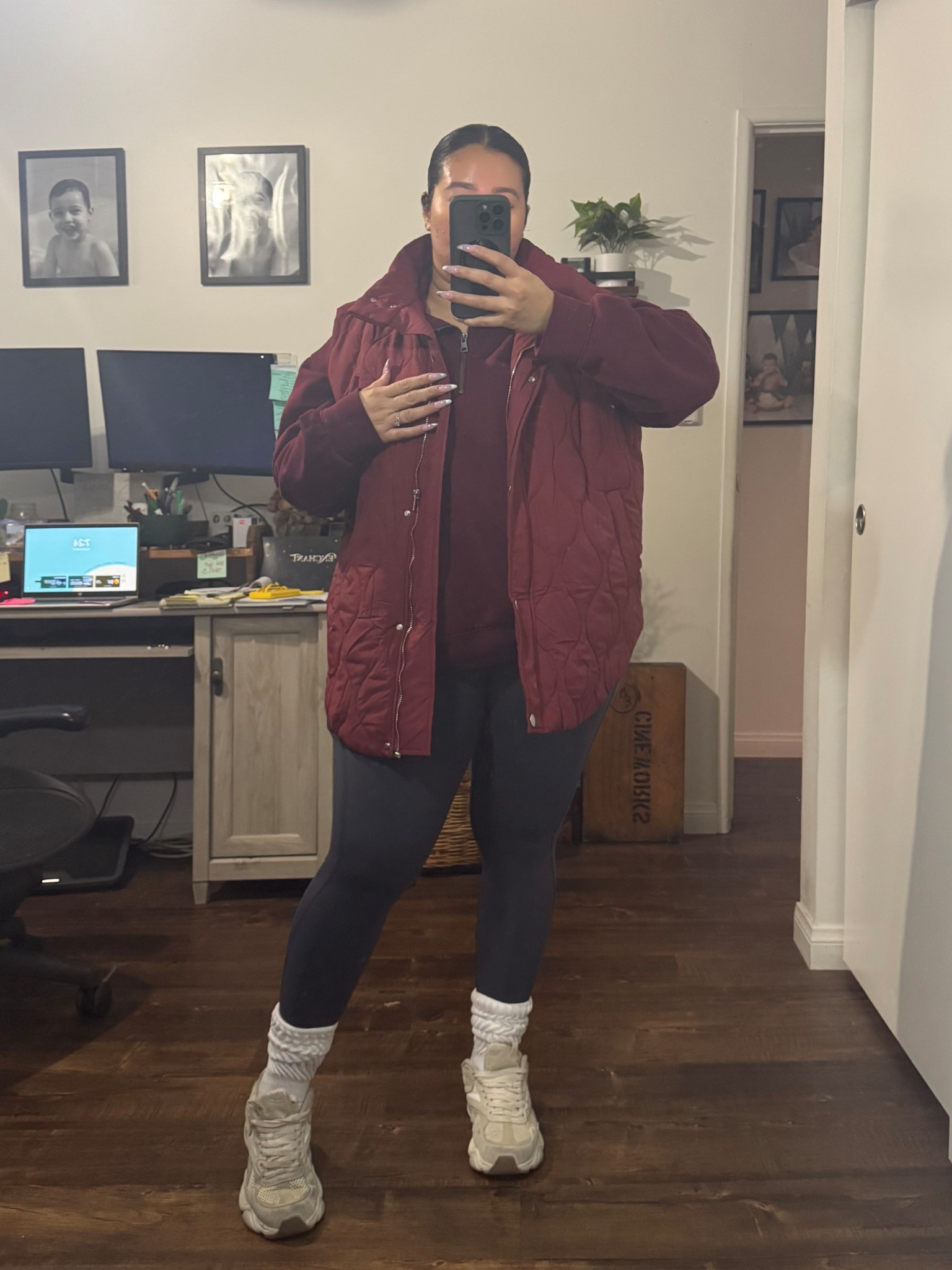 What I’m wearing for school drop offs as a wfh mom. 

Quarter zip up/ large / runs big 
Leggings - medium / squat proof / super comfy 
Vest -xl / oversized / cozy 

Winter outfit 
Vest 
Oversized vest 
Midsize fashion 
Midsize outfit 
School drop off outfit 
Mom outfit 
Travel outfit 
Errands outfit
Comfy outfit 
Cozy outfit 
WFH outfit 

#LTKmomlife #LTKootd #LTKMidsize