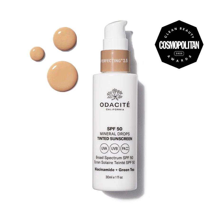 SPF 50 Tinted Mineral Drops | Niacinamide + Green Tea | Odacit\u00e9 | Odacité