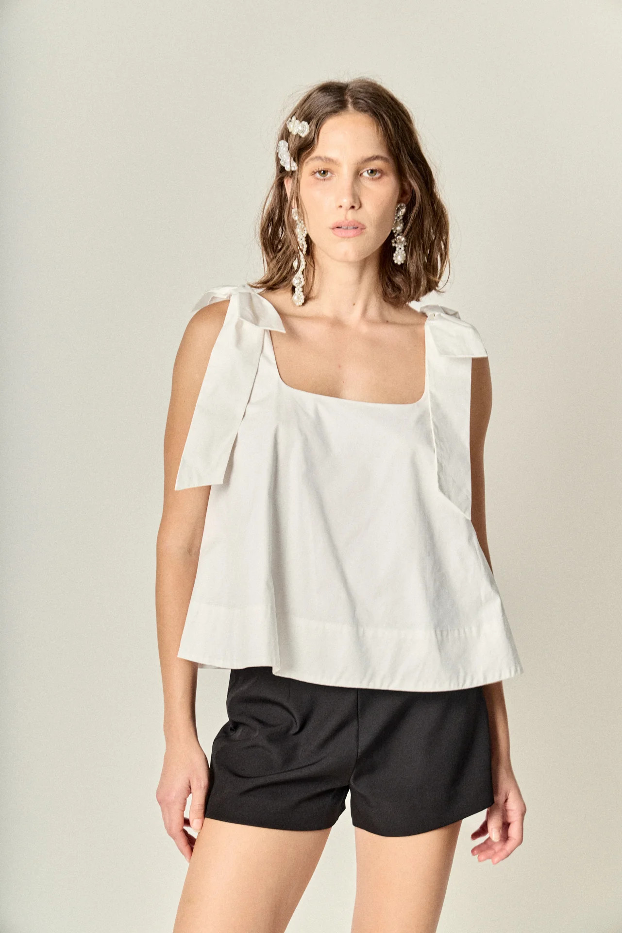 Bow Shoulder Sleeveless Top | English Factory