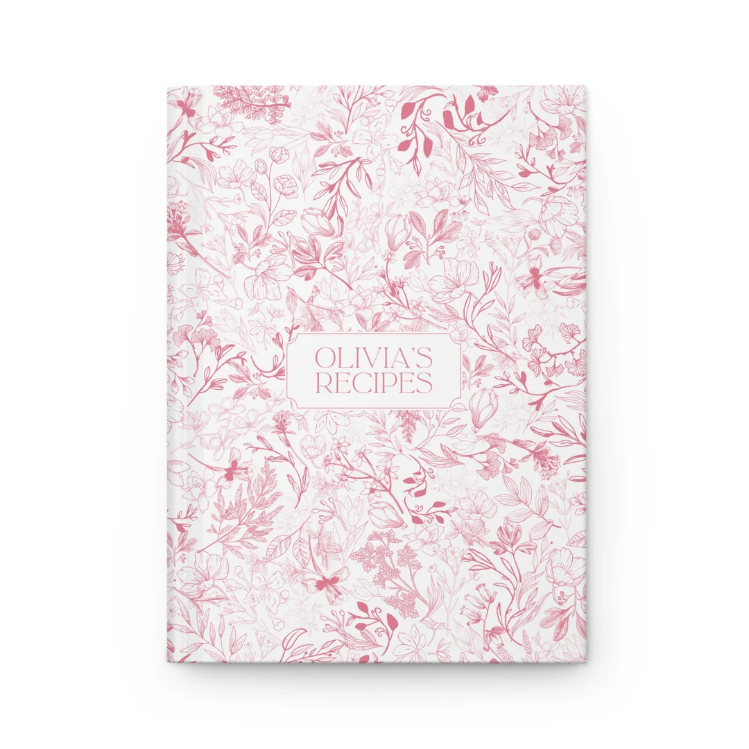 Customized Recipe Journal, Floral Recipe Book, Pink Chinoiserie Recipes Notebook, Gifts for Mom G... | Etsy (US)