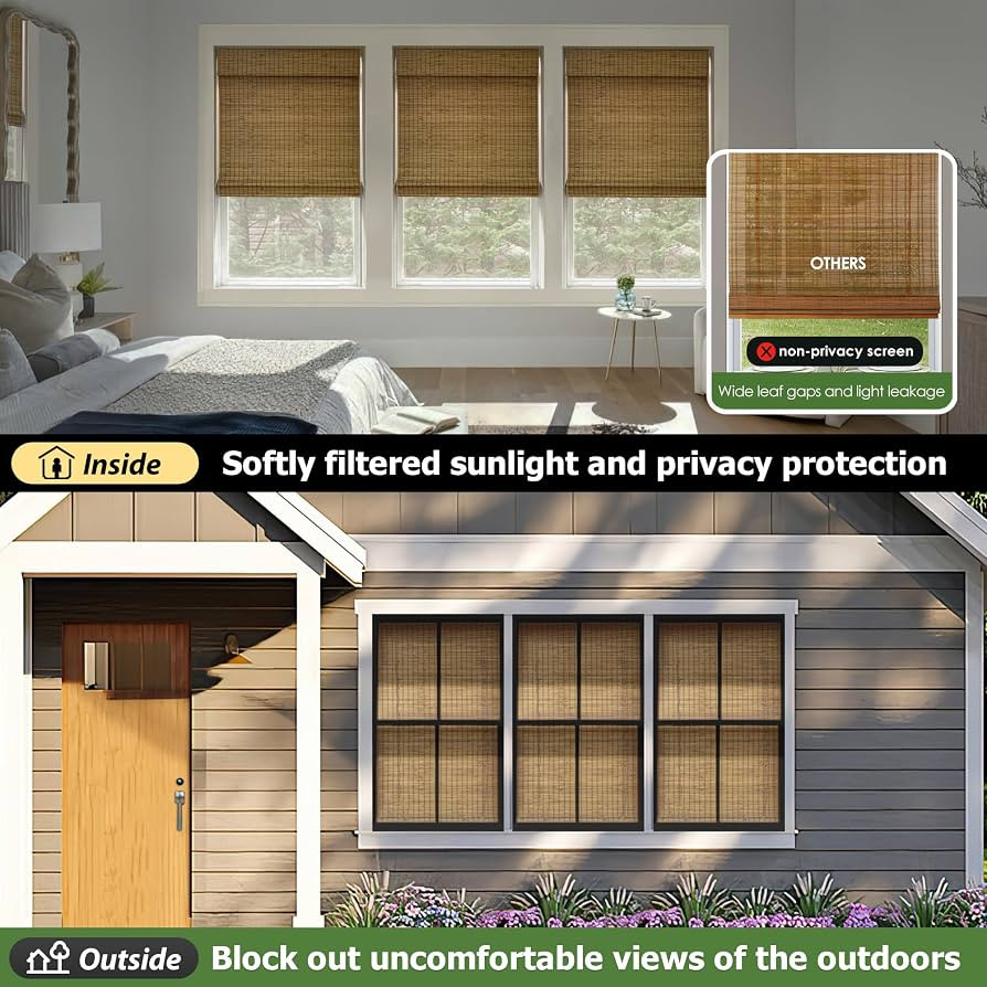 LazBlinds Cordless Bamboo Roman Shades, 22.5x48, Highfield Teak | Amazon (US)