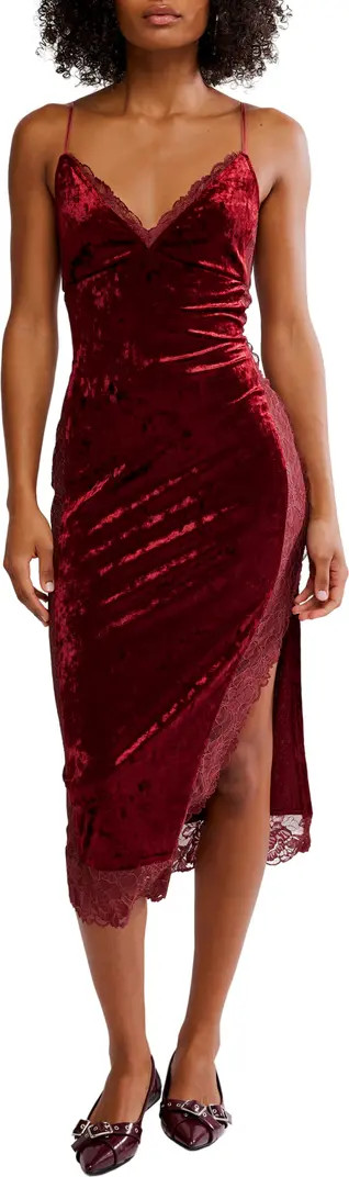Raise A Toast Velvet & Lace Midi Slipdress | Nordstrom