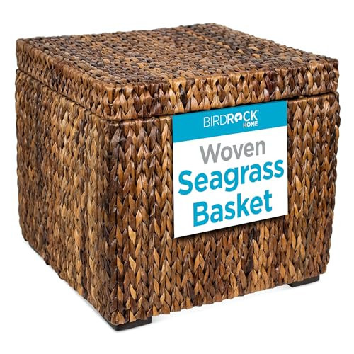 BIRDROCK HOME Woven Storage Cube - Abaca Seagrass Decorative Ottoman - Living Room Side Table - Store Blankets Pillows Magazines Books Remotes | Amazon (US)
