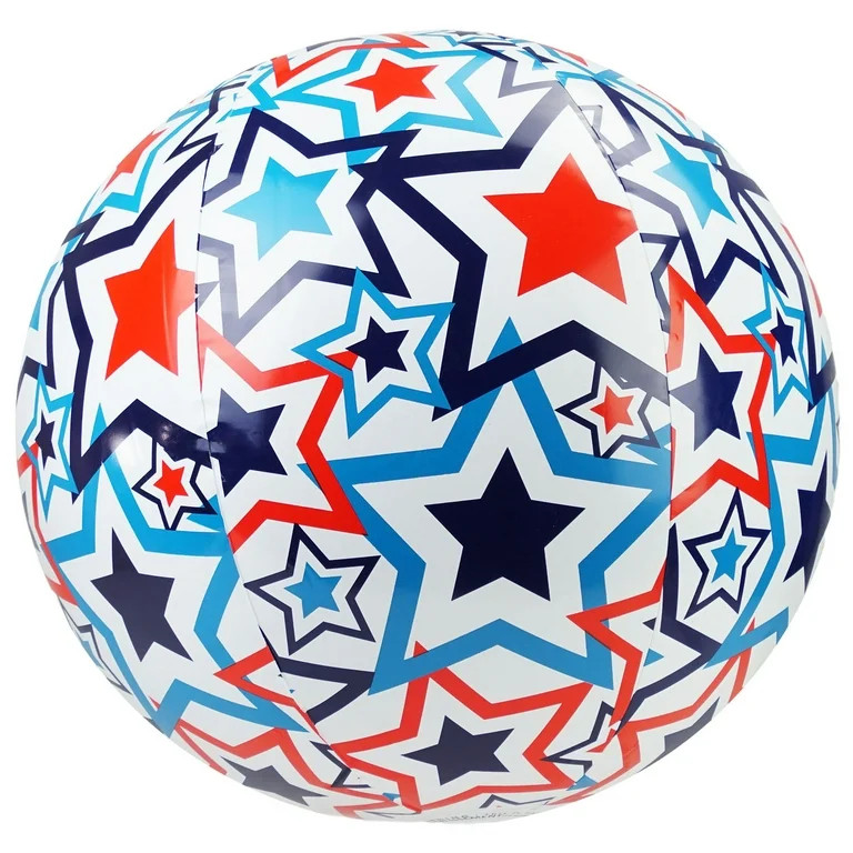14" Red and White Stars LED Light-Up Beach Ball Swimming Pool Toy | Walmart (US)