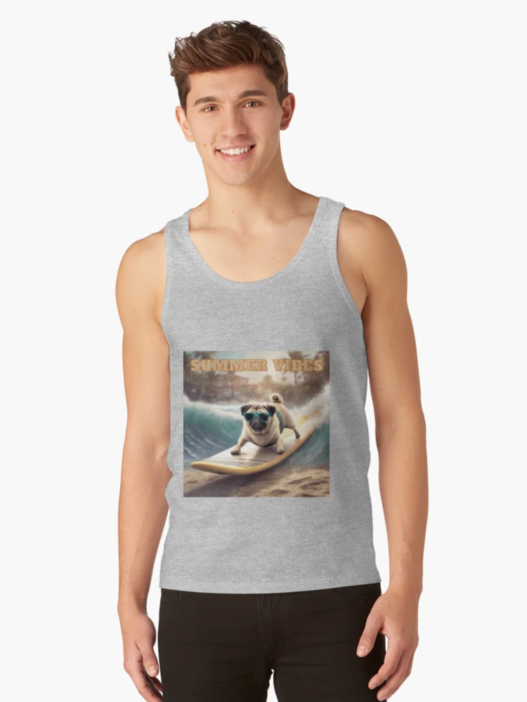A Pug Surfing - Summer Vibes Tank Top | Redbubble (US)