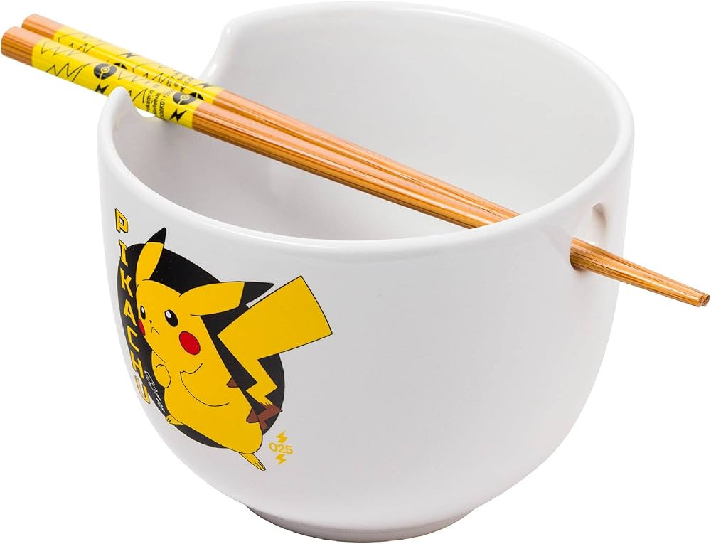 Silver Buffalo Pokemon Pikachu Ceramic Ramen Noodle Rice Bowl with Chopsticks, Microwave Safe, 20... | Amazon (CA)