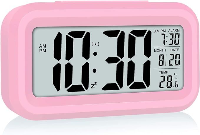 WulaWindy Led Display Digital Alarm Clock Battery Operated Smart Night Light Easy Operation Clock... | Amazon (US)