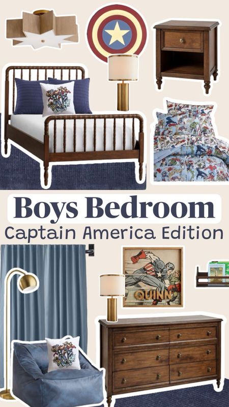 Boys Marvel Captain America inspired bedroom! 🦸‍♂️  #boysbedroomfurniture #boysbedroomdecor #marvelbedroom #marveldecor #marvel #captianamerica #superherobedroom #captainamericabedroom #kidsbedrooideas 

#LTKkids #LTKhome #LTKstyletip