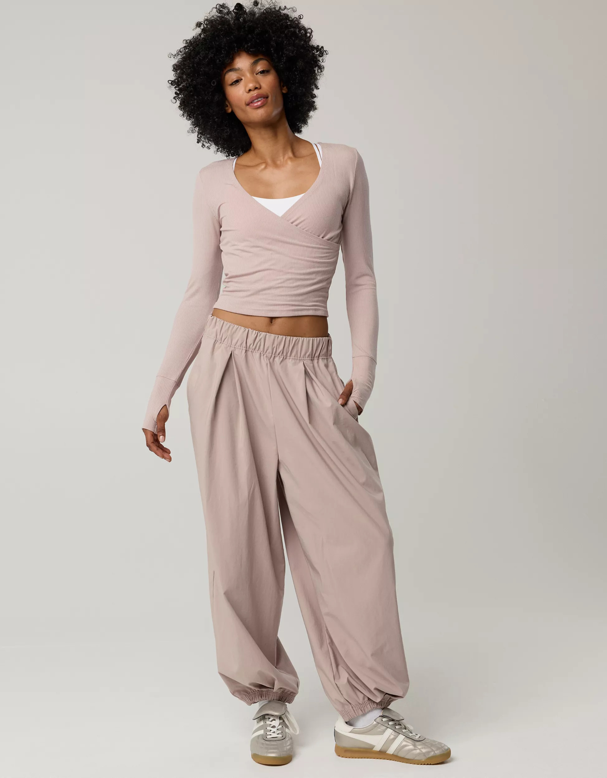 OFFLINE By Aerie Thumbs Up Ribbed Wrap Top | Aerie