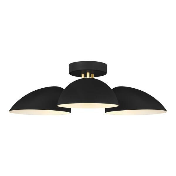 Jane Midnight Black Steel 3-light Flush Mount | Bed Bath & Beyond