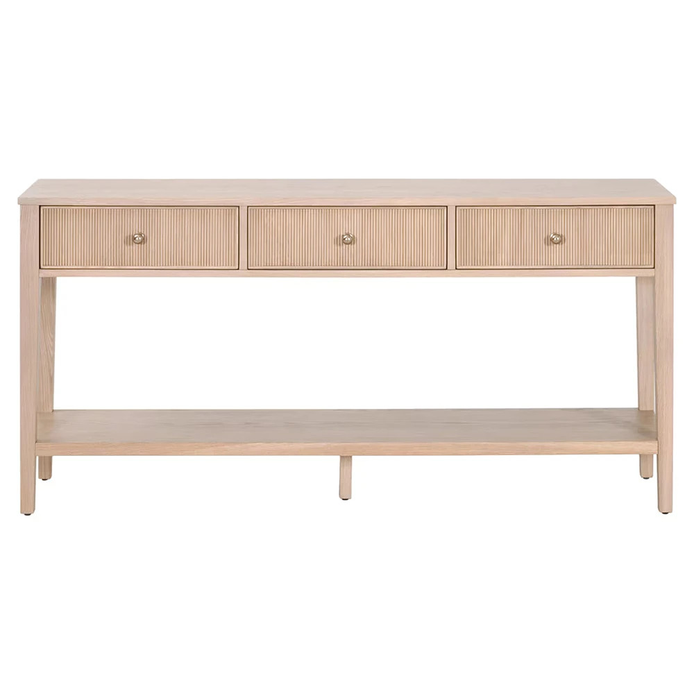 Mira Coastal Beach Natural Oak Rectangular Console Table | Kathy Kuo Home