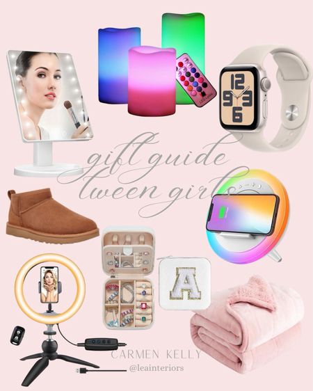Gift Guide: Tween girls
Vanity mirror, Apple Watch, UGG, Bluetooth speaker with lights, Travel size jewelry box, ring light, portable, weighted pink blanket, LED multi colored flameless candles 


#LTKfinddunder50


#LTKCyberWeek #LTKHoliday #LTKkids #LTKshoecrush #LTKGiftGuide