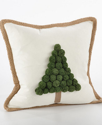 Pom Pom Christmas Tree Decorative Pillow, 18" x 18" | Macy's