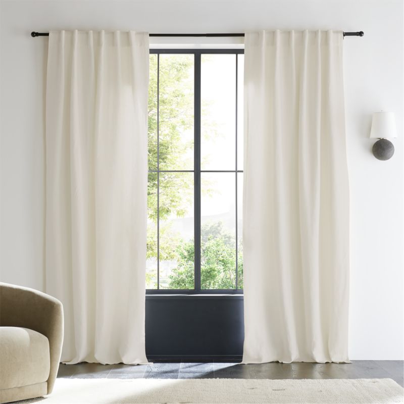 Ivory EUROPEAN FLAX -Certified Linen Window Curtain Panel 52"x84" + Reviews | Crate & Barrel | Crate & Barrel