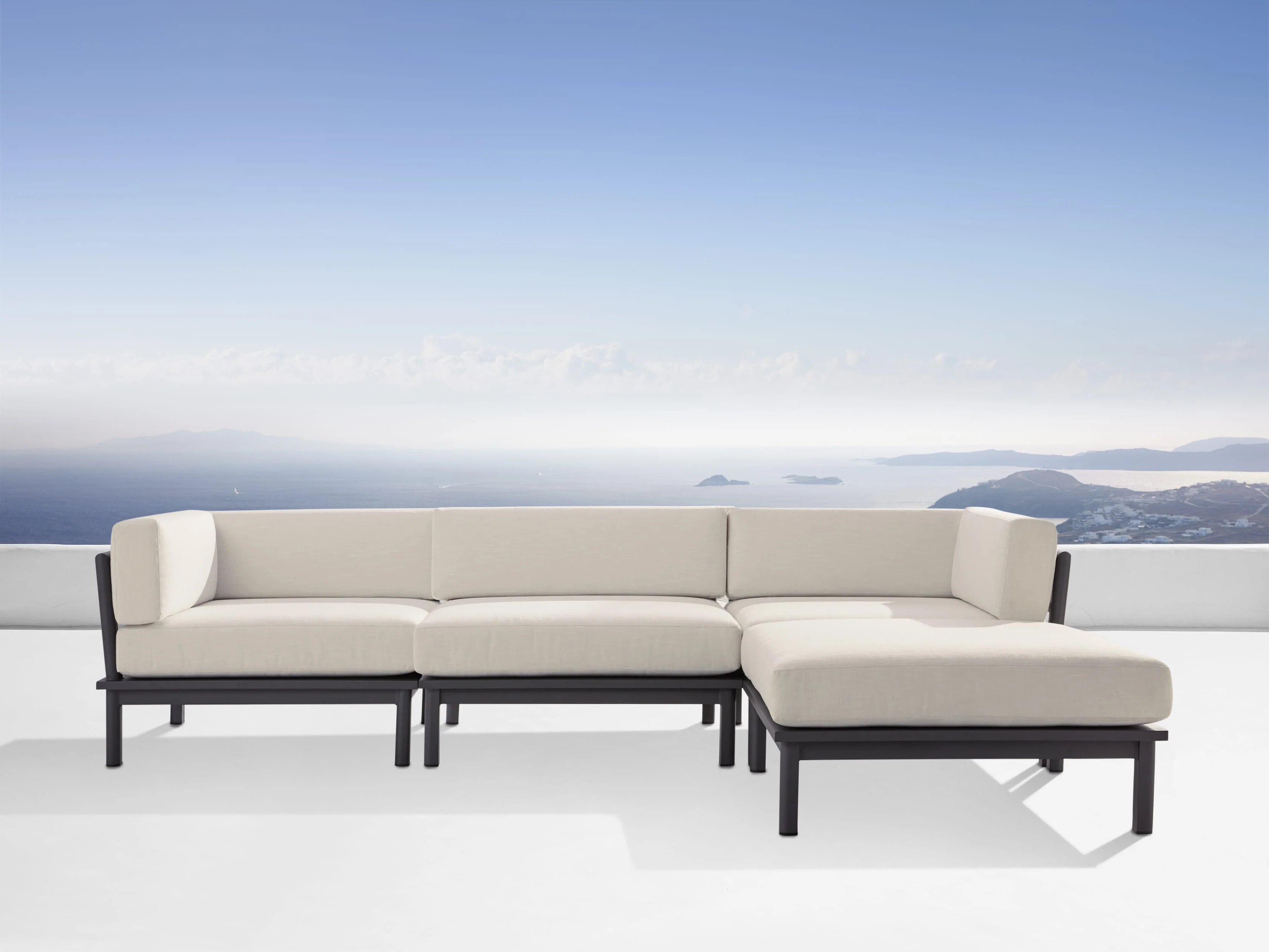 Costa Outdoor Aluminum Four Piece Sectional in Ancona Linen | Arhaus