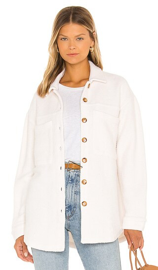Teddy Fleece Shacket in Ivory | Revolve Clothing (Global)