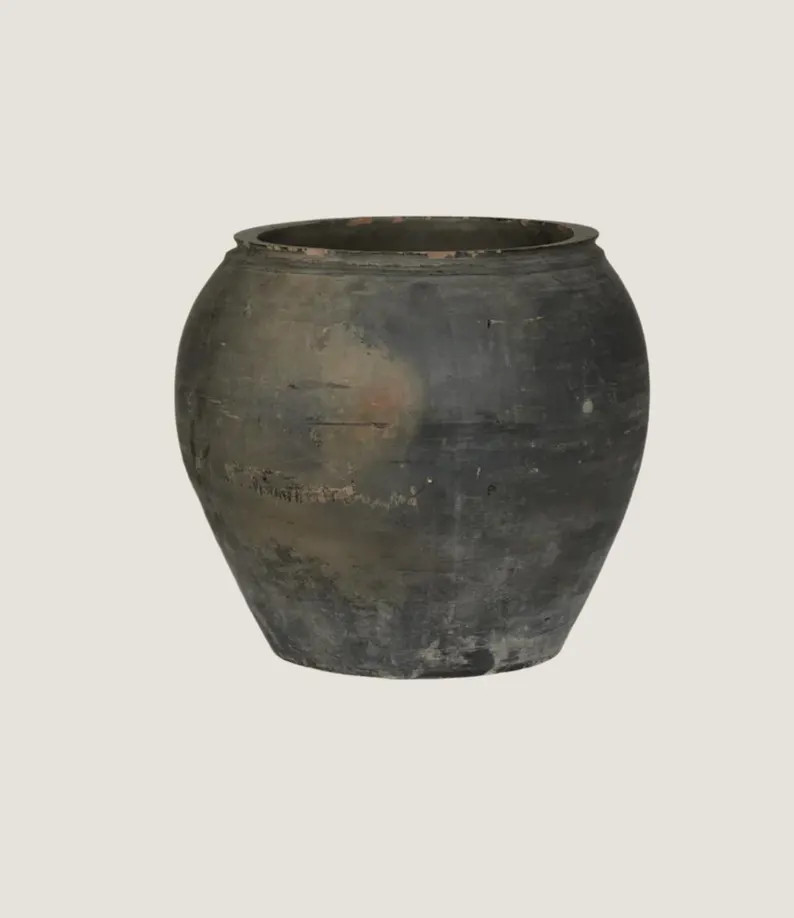 Vintage Black Pot – Rustic Decorative Vessel or Planter for Shelf Styling, Boho or Minimalist H... | Etsy (US)