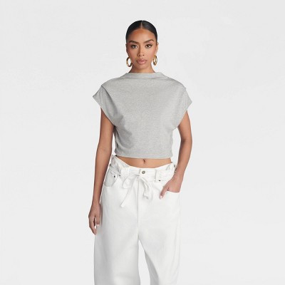 KBB by KAHLANA Women's Cropped 'The Back Twist T-Shirt' - Gray XL | Target