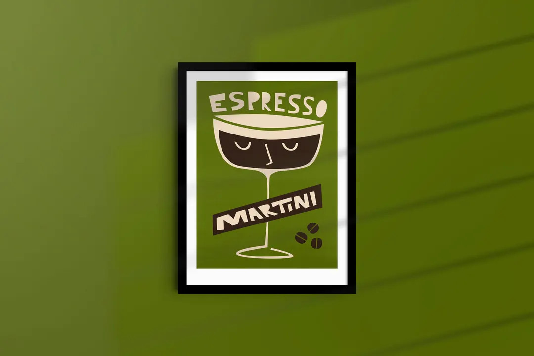 Espresso Martini Gift for Mixologist, Cocktail Bar Cart Art Print, Cute Bachelorette Party Illust... | Etsy (US)