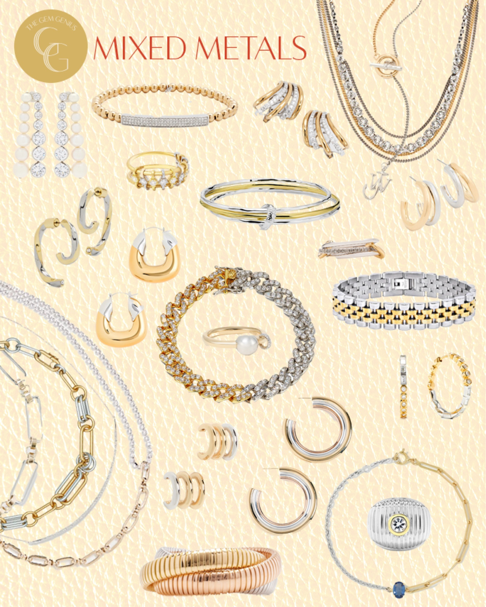 Mixed Metals // Wearing mixed-metal jewelry is easy when everything from chain link necklaces to stackable rings are offered in two-tone. Check out this chic trend!

#thegemgenius #gemgenius #jewelry #jewels #jewelryaddict #gemstones #mixedmetals #onlineshop #shopsmall #womenownedbusiness #smallbusiness #smallbusinessowner #onlinebusiness #womenowned #earrings #necklace #bracelet #braceletstacks #rings #accessories #womensstyle #womensfashion #instajewelry #jewelrygram #designerjewelry #statementjewelry #statementearrings #fashionjewelry #moodboard

#LTKstyletip #LTKFind #LTKSeasonal