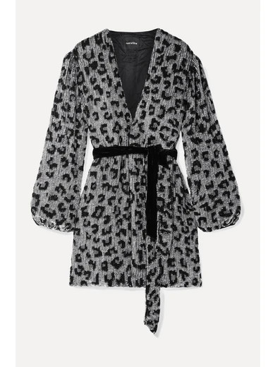 Gabrielle velvet-trimmed sequined chiffon mini wrap dress | NET-A-PORTER (US)