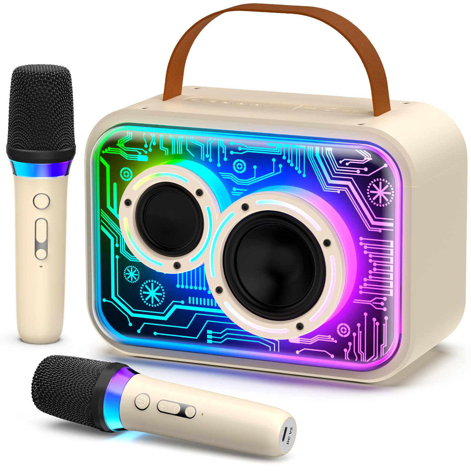 Karaoke Machine with 2 Wireless Microphones, Stylish Karaoke Microphone Wireless System with DJ Lights for Adults Kids, Portable Karaoke Speaker for Home Party, Outdoor, Ideal Gifts & Decorations | Amazon (US)