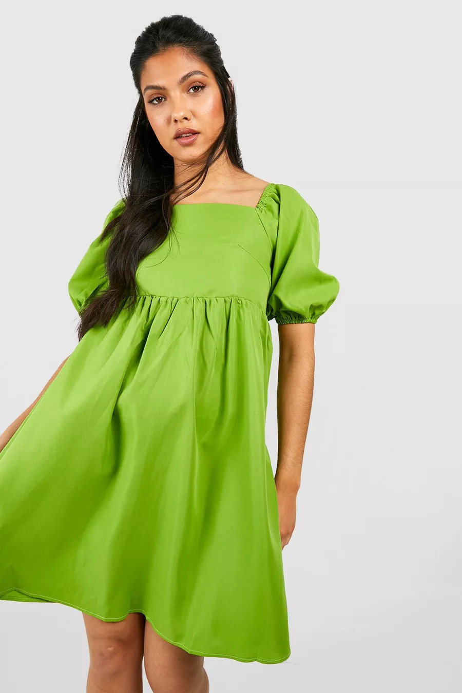 Maternity Woven Puff Sleeve Smock Dress | Boohoo.com (US & CA)