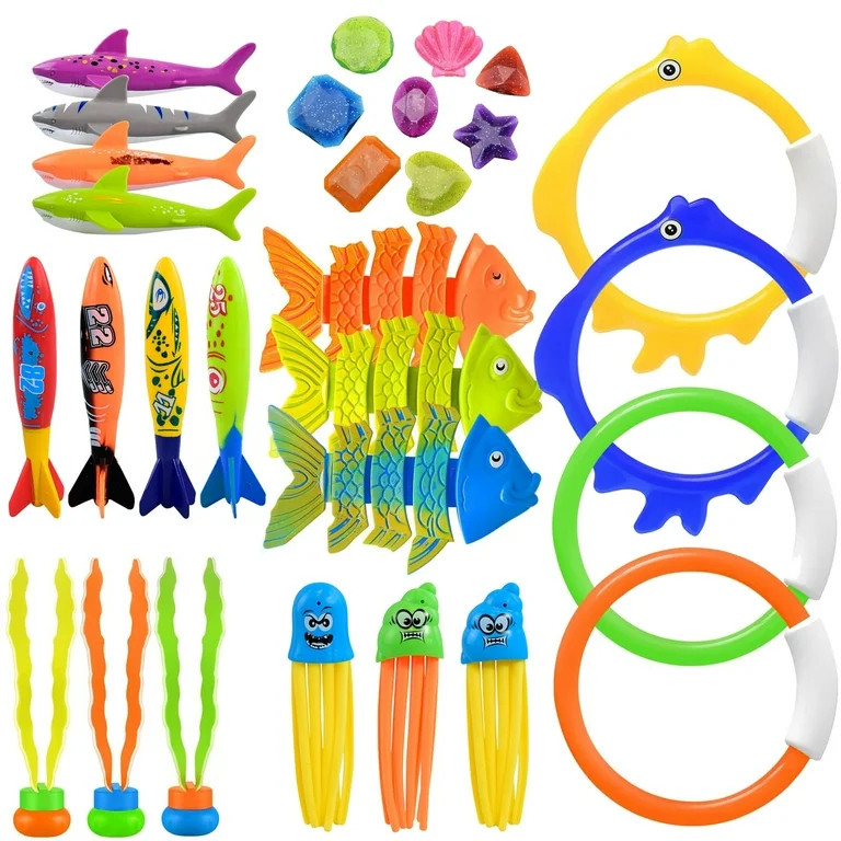 ALLJOY 29 Pcs Diving Pool Toys Set & Water Toys Underwater Pool Games Stuff Swimming Pool Toys fo... | Walmart (US)