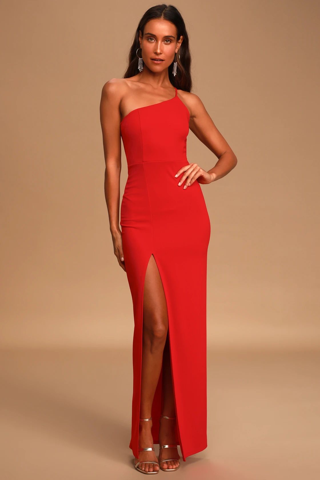 Keeper of My Heart Red One-Shoulder Maxi Dress | Lulus (US)