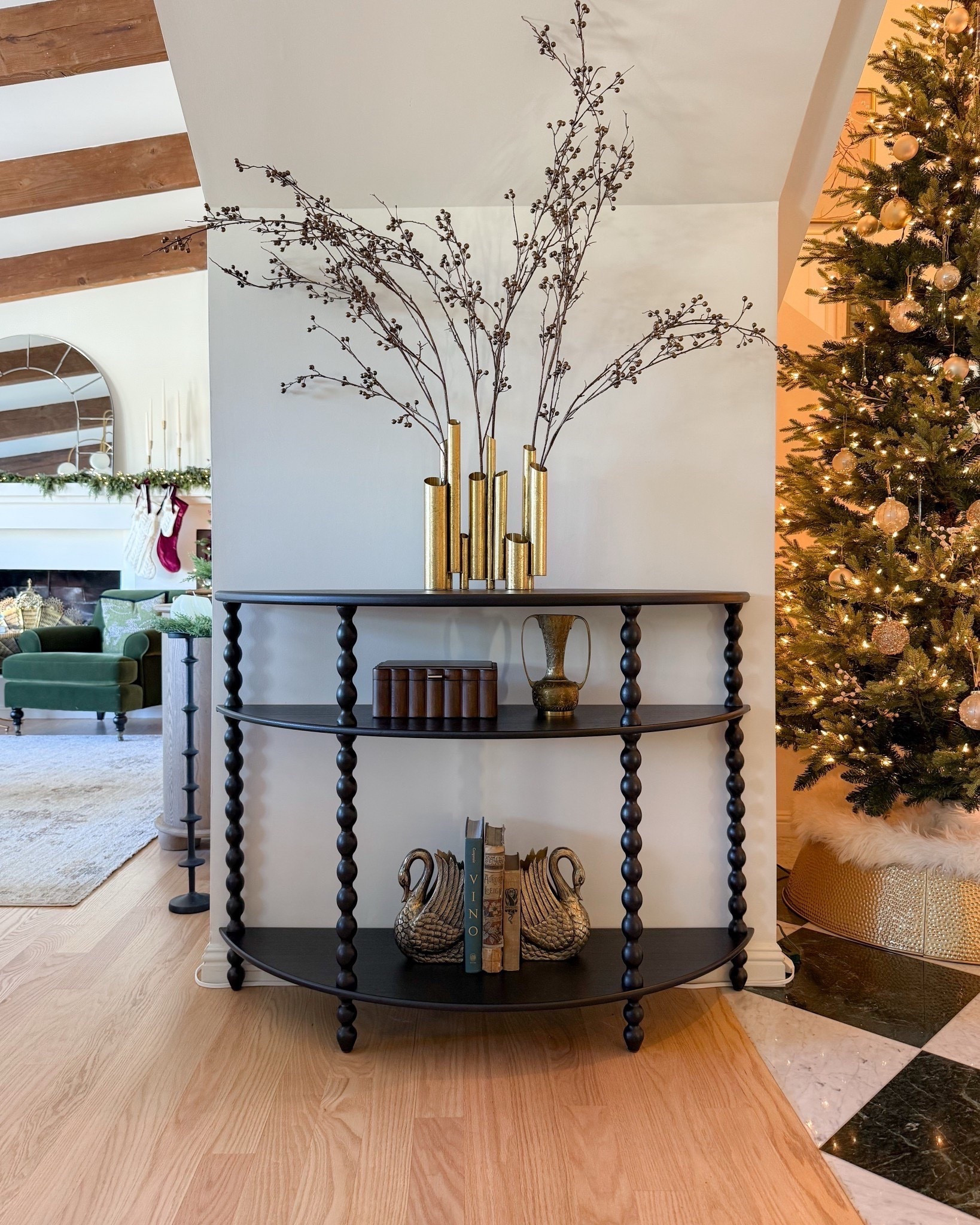 My Amazon half moon console is finally back in stock! Styled for the holidays with my favorite modern vase from Wayfair and oversized stems

#LTKHome #LTKFindsUnder100 #LTKFindsUnder50