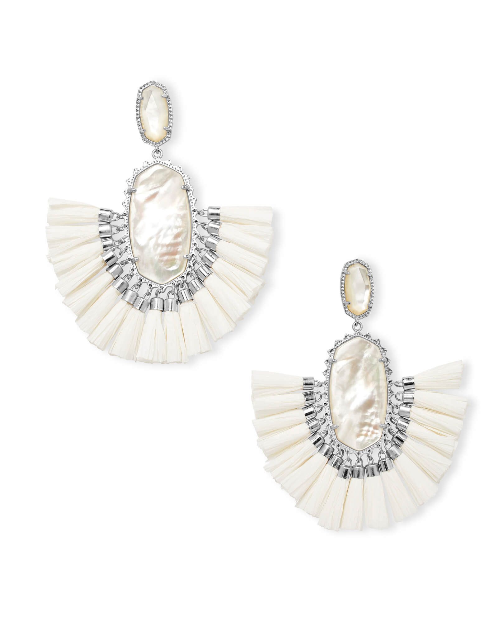 Cristina Silver Statement Earrings In Ivory Mother of Pearl | Kendra Scott