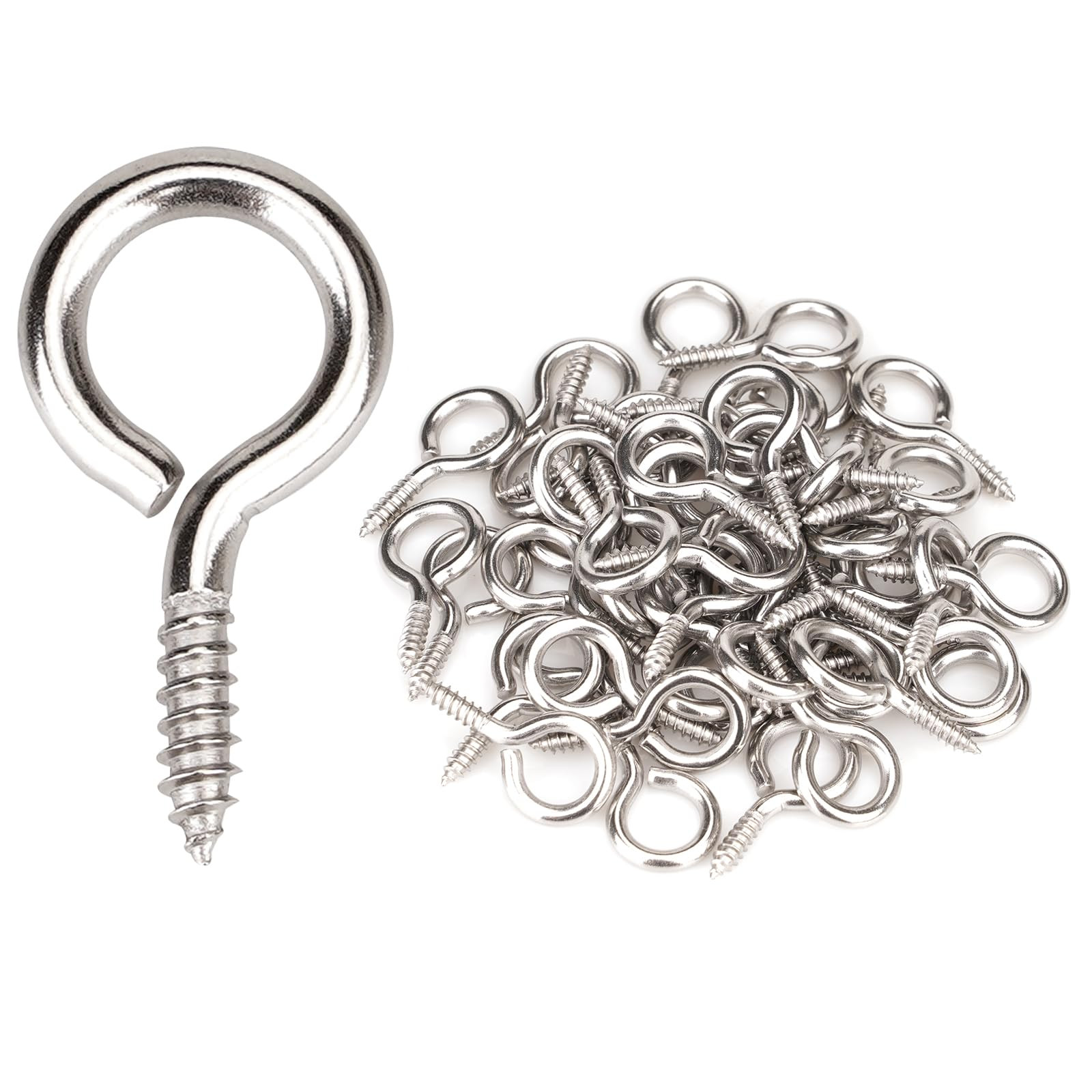 Aovchei Eye Screws, 50Pcs 1 inches 304 Heavy Duty Stainless Steel Screw Hooks, Self Tapping Eye B... | Amazon (US)
