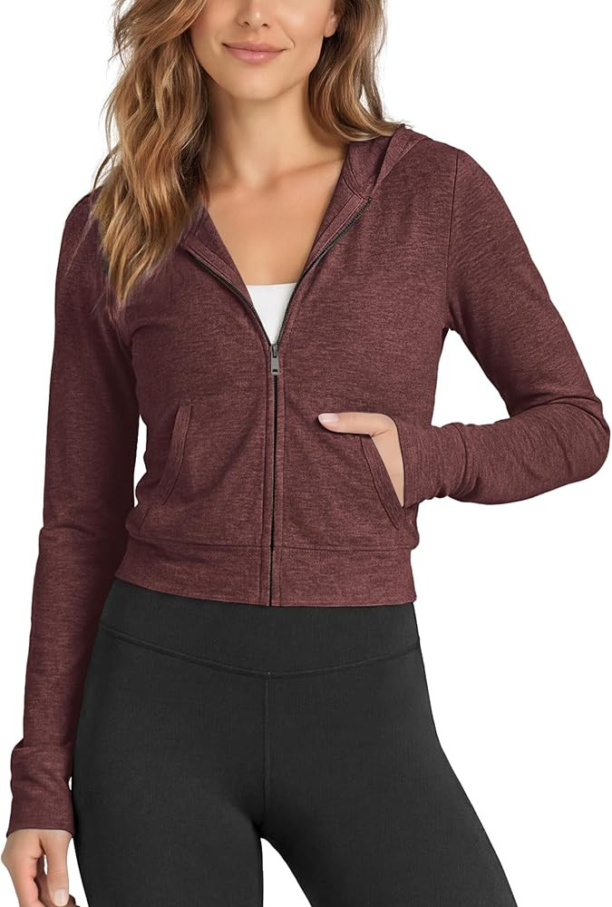 ODODOS Women's Mini Full-Zip Hoodie - odSTRATUM Tech Ultra Soft UPF 50+ Hooded Jacket with Pocket... | Amazon (US)