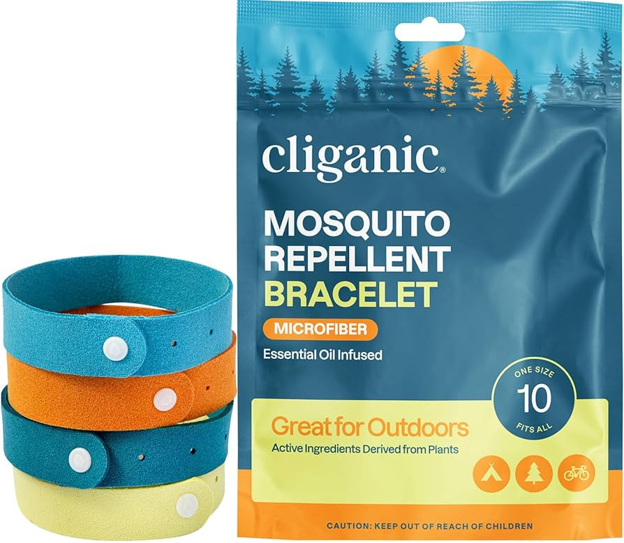 Cliganic Mosquito Repellent Microfiber Bracelets (20 Pack) - for Adults and Kids, DEET Free Wrist... | Amazon (US)