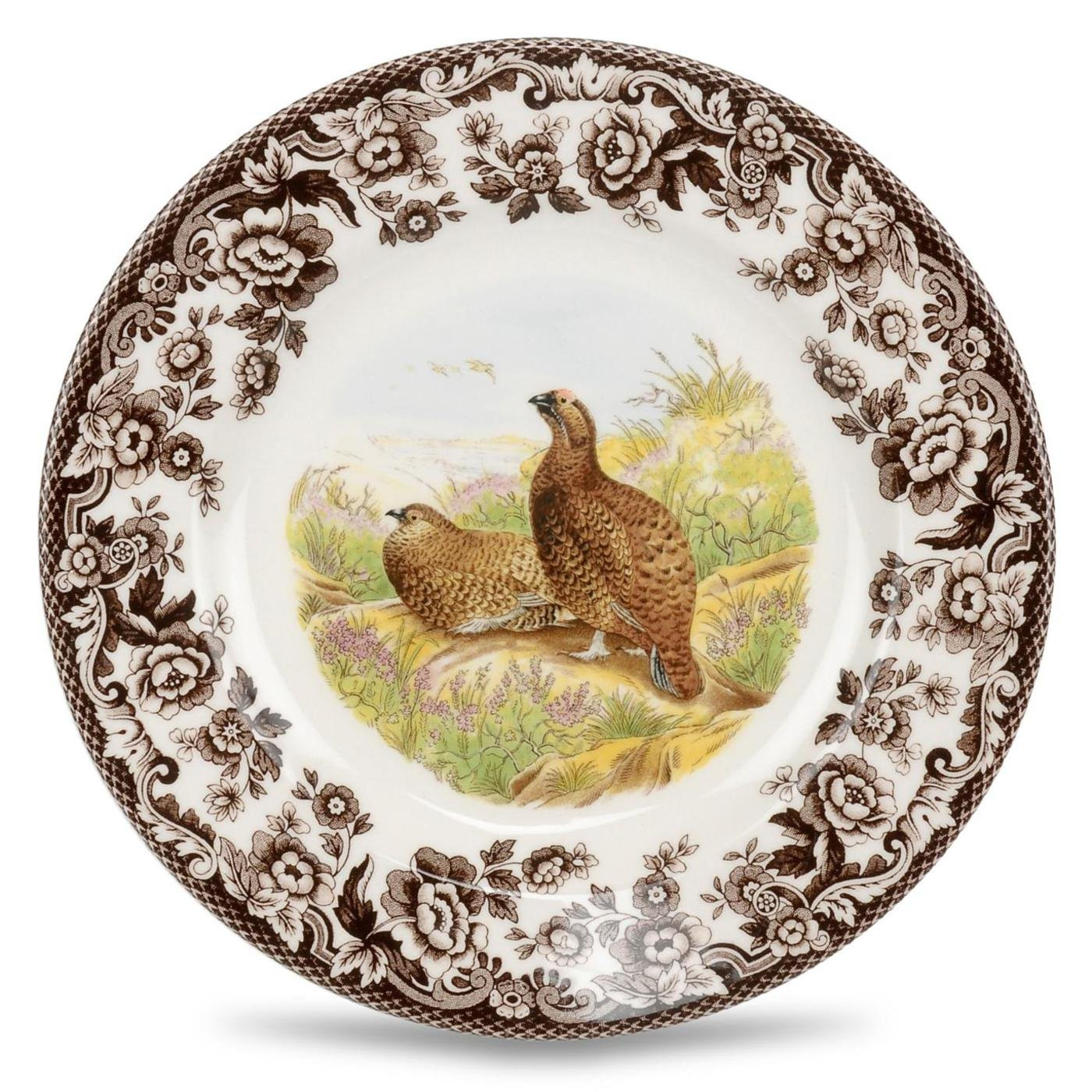 Spode Woodland Red Grouse Salad Plate - 8" Fine Earthenware, British Flowers Border, Rustic Game ... | Amazon (US)