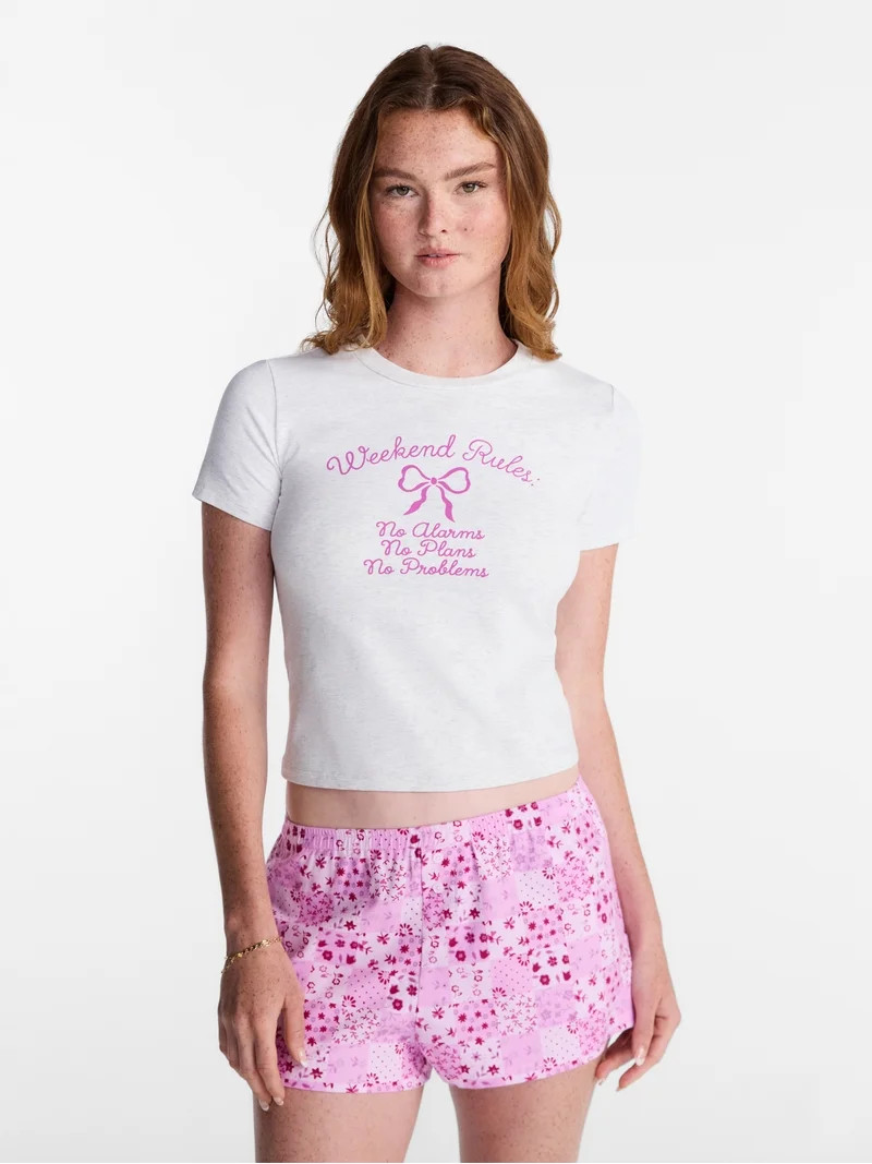 No Boundaries Sleep Tee with Short Sleeves, Women's XS-XXL | Walmart (US)