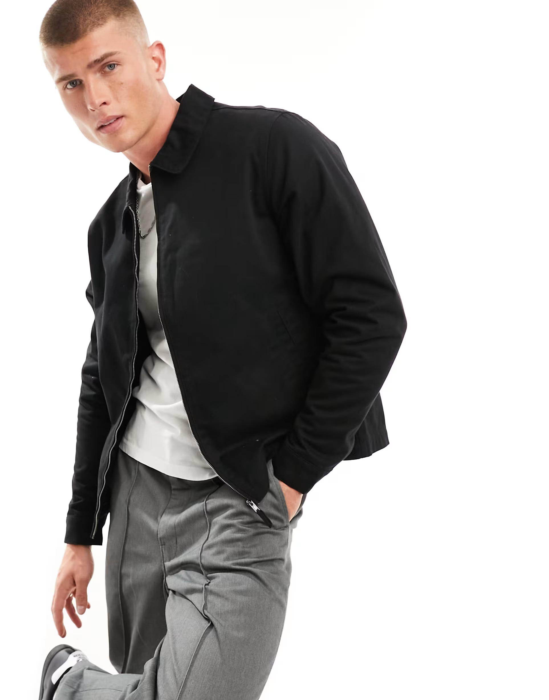 ASOS DESIGN harrington jacket in black | ASOS (Global)