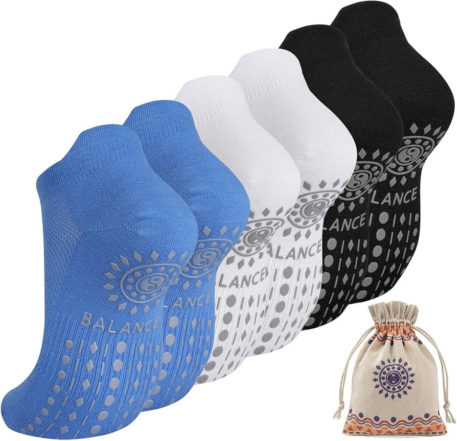 Grip Pilates Socks Ankle for Women, Yoga Non Slip Socks for Barre Workout Gym Hospital Sticky Sli... | Amazon (US)