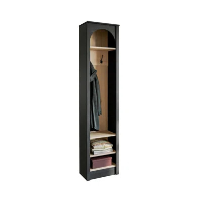 Latitude Run® Carrizales 76" Tall Arched Entryway Coat Rack in Black Oak with Natural Oak Interior, Hall Tree with 2 Adjustable Shelves, Modern Furnit | Wayfair North America