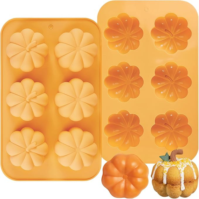2Pcs Pumpkin Cake Molds Silicone 3D Pumpkin Cake Cupcake Pan Thanksgiving Silicone Molds Autumn F... | Amazon (US)