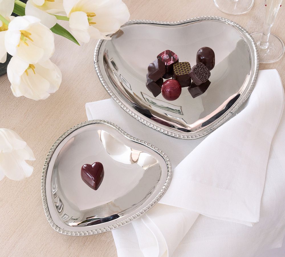 Heritage Silver Heart Platters - Set of 2 | Pottery Barn (US)